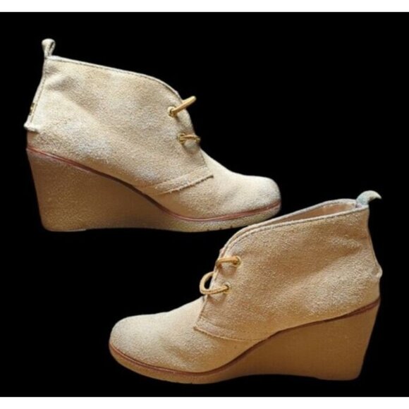 Sperry Womens Tan sz 7M Harlow Wedge Ankle Boot Winter Top Sider Suede Lace Up - Picture 9 of 12